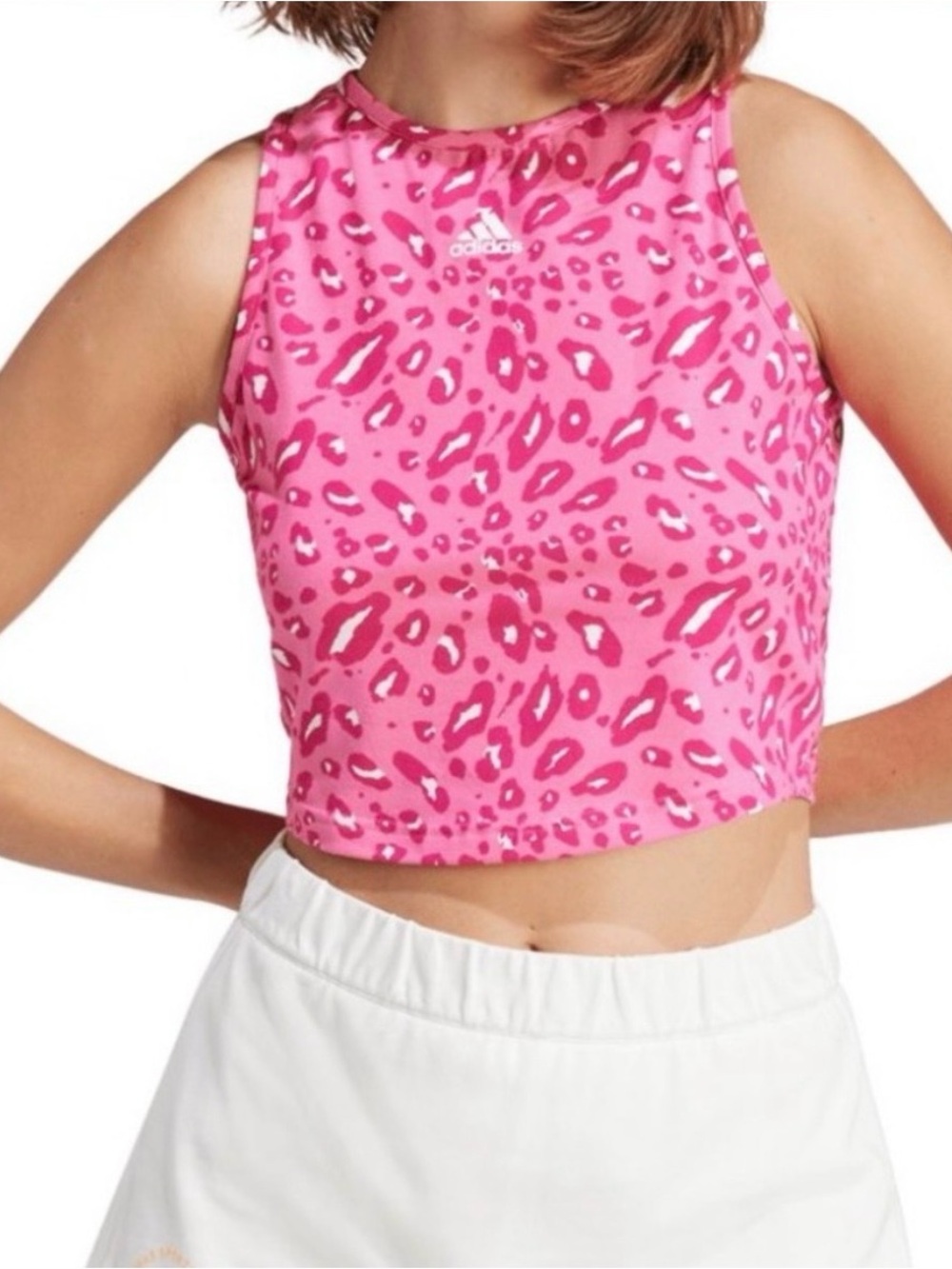 adidas Pink Leopard Print Cropped Tank